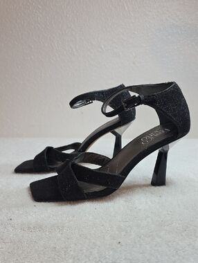 Franco Sarto Rania Metalic Black Ankle Leg Straps Closure Ladies 6.5 Worn Once